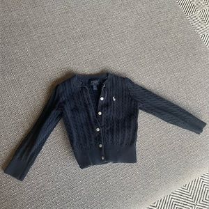 Toddler girls Polo Ralph Lauren navy cable knit cardigan